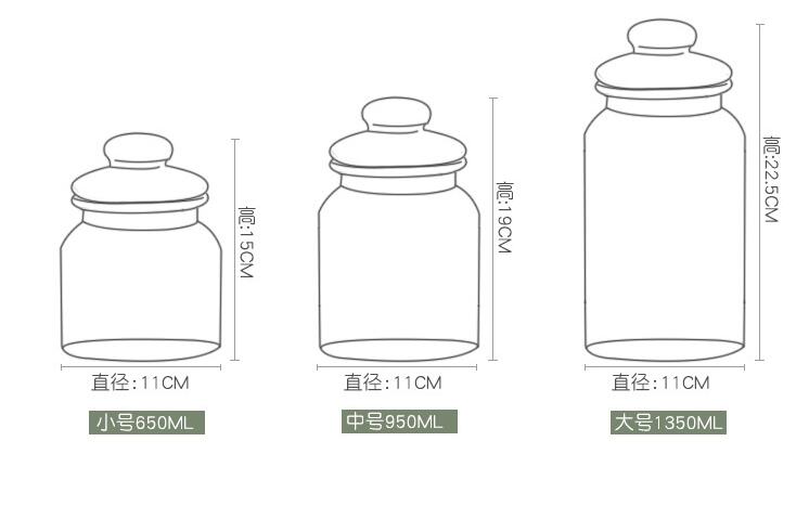 Kitchen Glassware Supply 650ml 950ml 1350ml Round Food Glass Jars Wholesale
