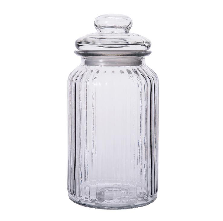 Kitchen Glassware Supply 650ml 950ml 1350ml Round Food Glass Jars Wholesale