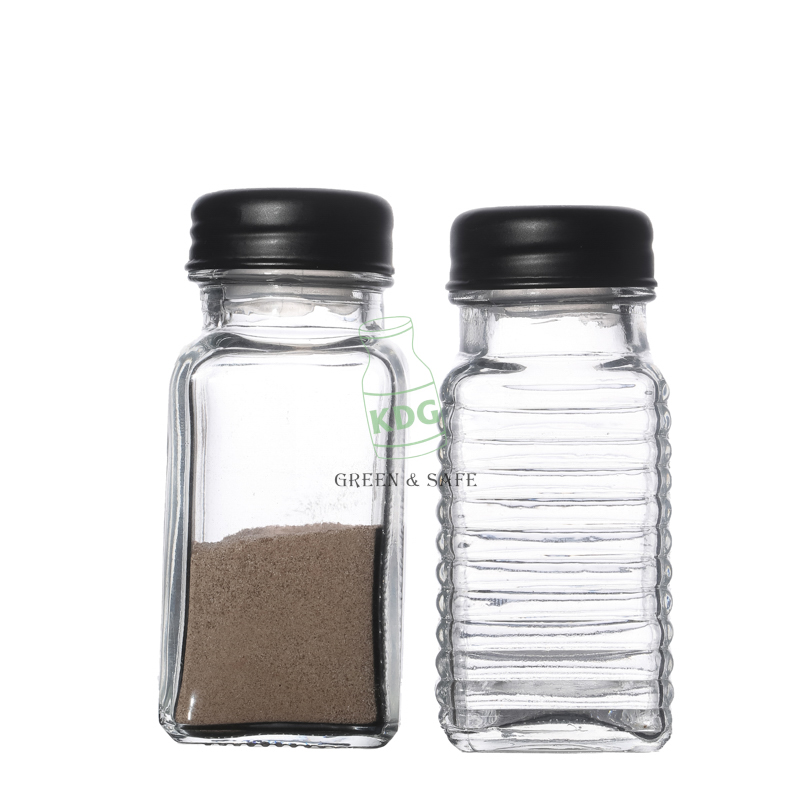 Kitchen Glassware Supply Square Empty Pepper Spices Glass Jars and Bottles