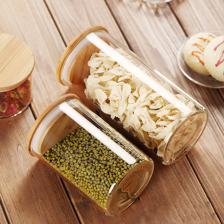 Kitchen High Borosilicate Food Storage Canister Airtight Pasta Glass Storage Bottles