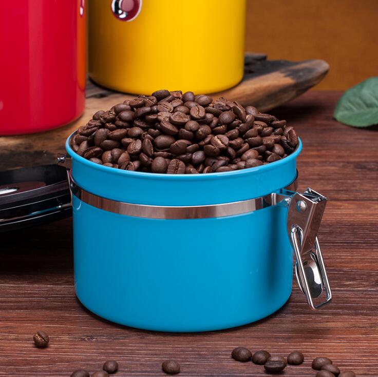 Kitchen Home Organizer Coffee Flour Sugar Jar Bottles Stainless Steel Airtight Can Coffee Bean Storager Jar Storage Containers
