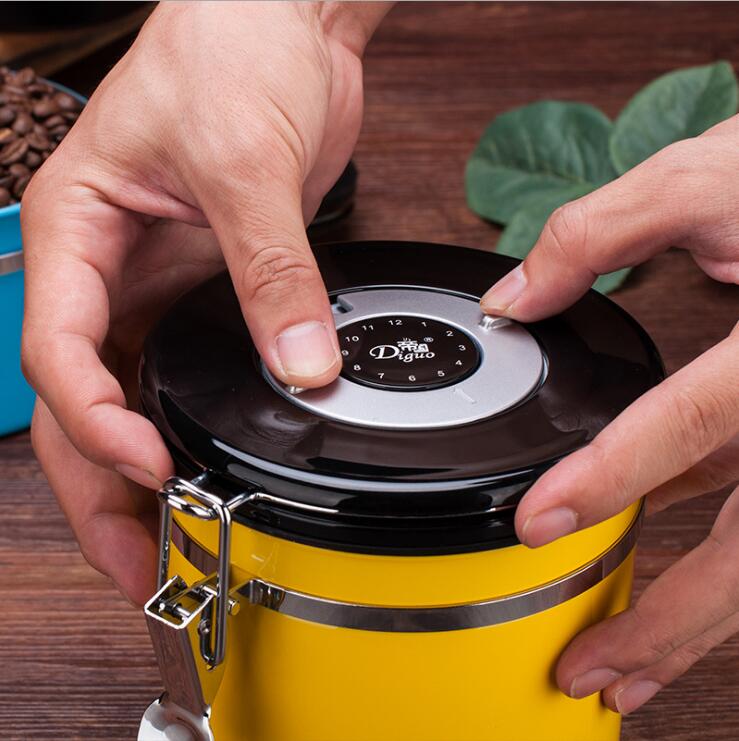 Kitchen Home Organizer Coffee Flour Sugar Jar Bottles Stainless Steel Airtight Can Coffee Bean Storager Jar Storage Containers