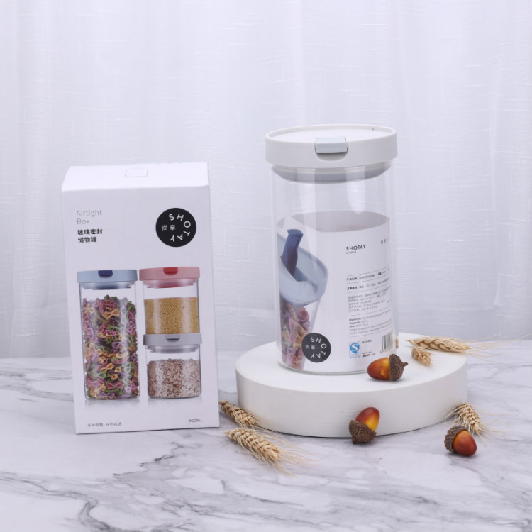 Kitchen Sealing Food Preservation Plastic Fresh Pot Container Large Capacity Nuts Candy Glass Jars Food Storage