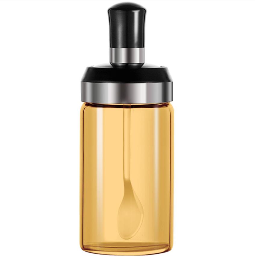 Kitchen Spice Kit Glass Seasoning Box Bottles Pepper Seasoning Jars Spoon Honey Container Food Set Storage 2021