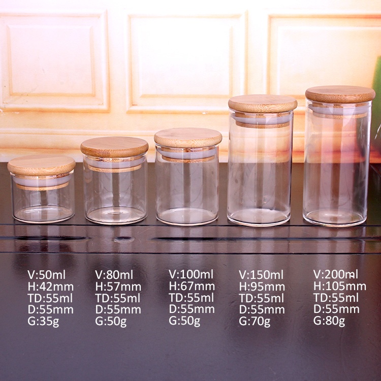 Kitchen Stocked sealed glass storage jar borosilicate jar with bamboo lid