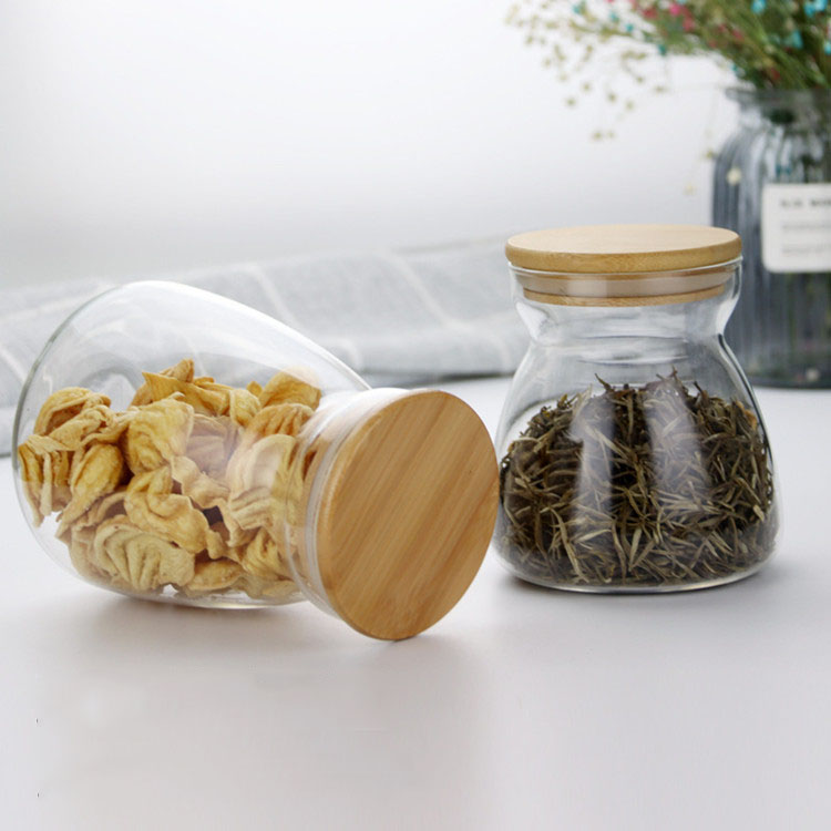 Kitchen Storage Bottles & Jars With Wooden Lids 400/650/1000ml Storage Bottles