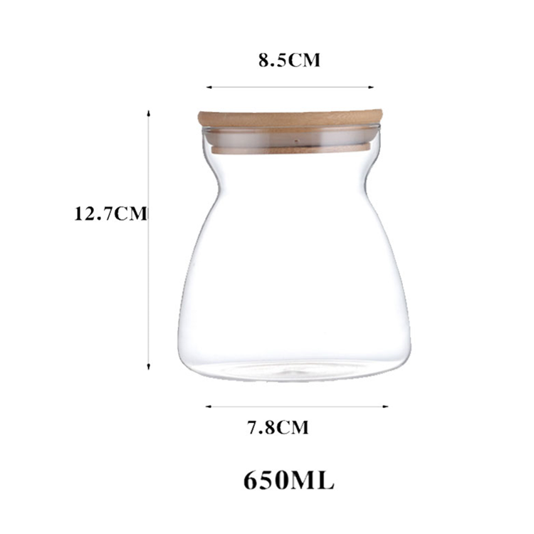 Kitchen Storage Bottles & Jars With Wooden Lids 400/650/1000ml Storage Bottles