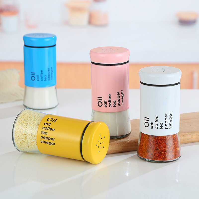Kitchen Supplies With Lid Metal Cover Glass Spice Jar 120ml With Shaker Funnel Inside