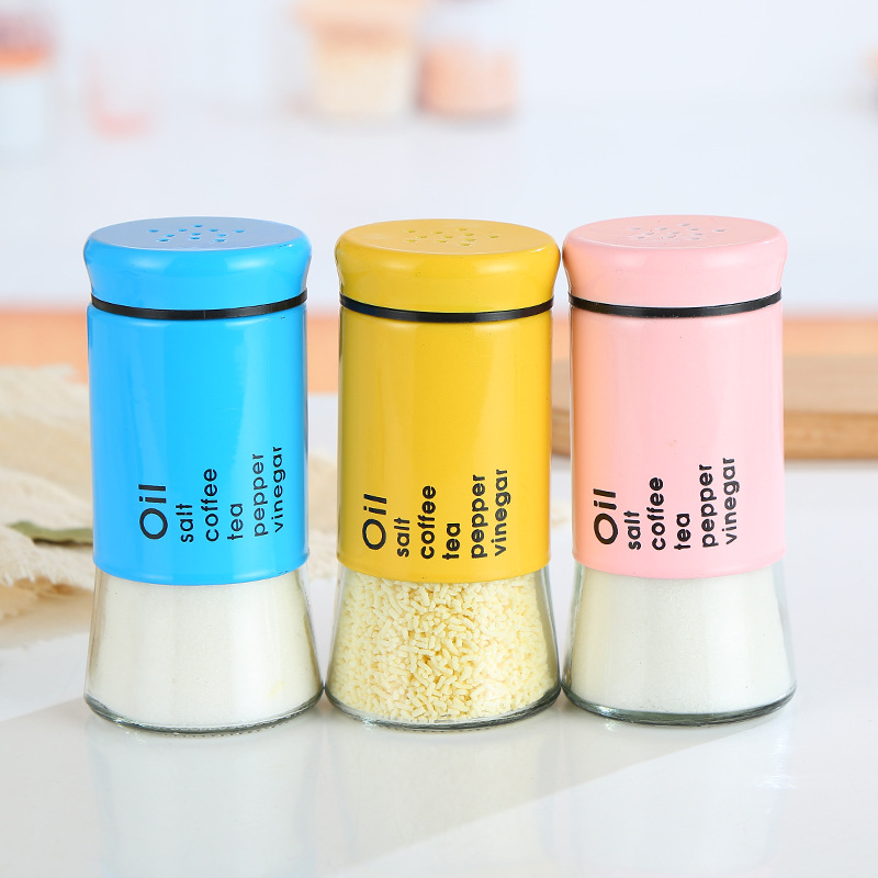 Kitchen Supplies With Lid Metal Cover Glass Spice Jar 120ml With Shaker Funnel Inside