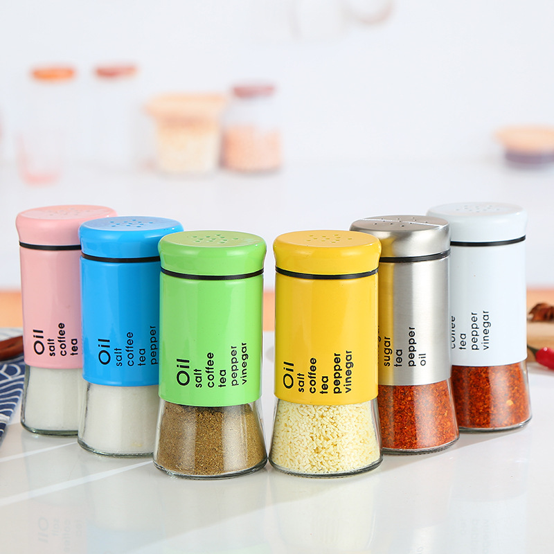 Kitchen Supplies With Lid Metal Cover Glass Spice Jar 120ml With Shaker Funnel Inside