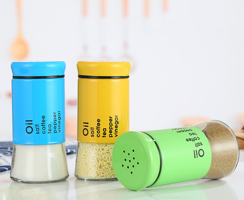 Kitchen Supplies With Lid Metal Cover Glass Spice Jar 120ml With Shaker Funnel Inside
