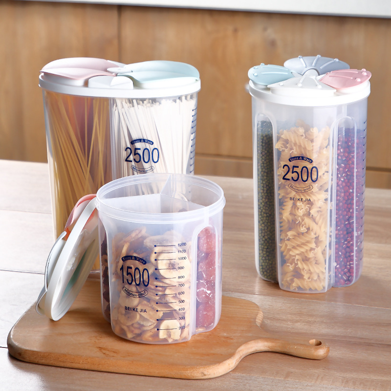 Kitchen Transparent Plastic Coffee Bean Snack Storage Box Sealed Lid Storage Jars