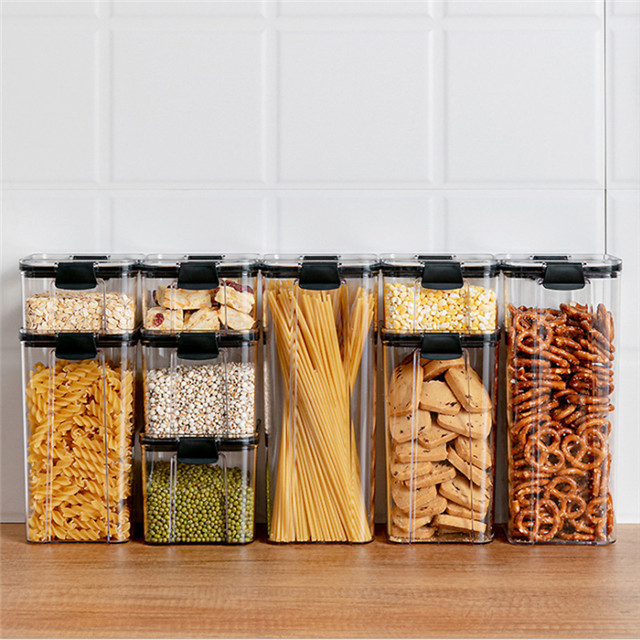 Kitchen Transparent Sealed Cans Grain Sealed Boxes Refrigerator Dry Food Storage Box Food Plastic Storage Cans