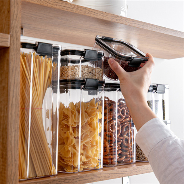 Kitchen Transparent Sealed Cans Grain Sealed Boxes Refrigerator Dry Food Storage Box Food Plastic Storage Cans
