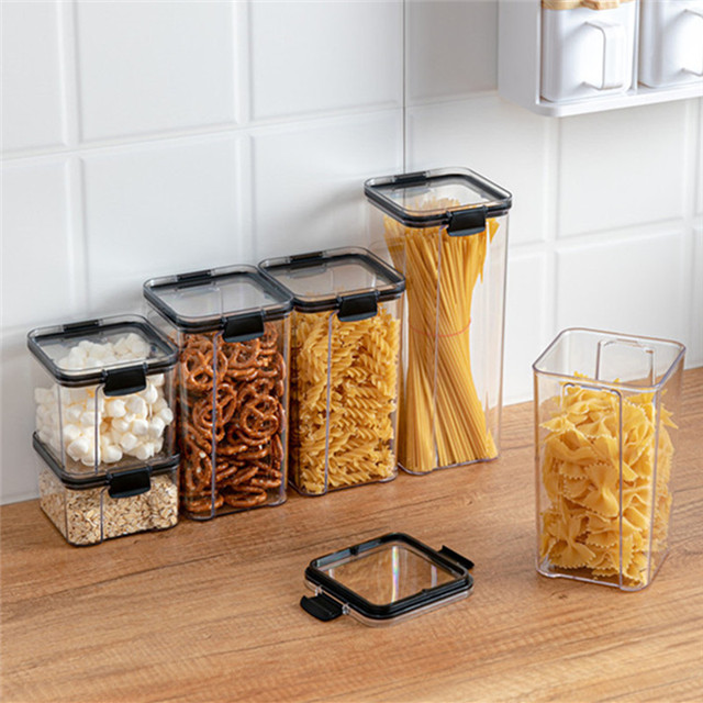 Kitchen Transparent Sealed Cans Grain Sealed Boxes Refrigerator Dry Food Storage Box Food Plastic Storage Cans