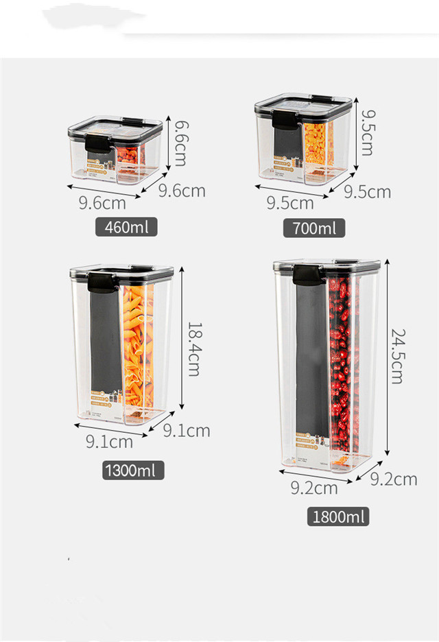 Kitchen Transparent Sealed Cans Grain Sealed Boxes Refrigerator Dry Food Storage Box Food Plastic Storage Cans