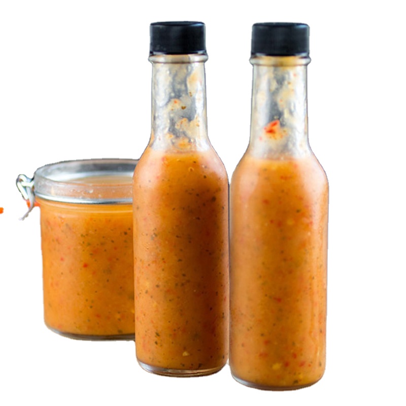 Kitchen Use 150ml 5oz Empty Transparent Glass Sauce Bottle Packaging For Hot Pepper Paste Sauce
