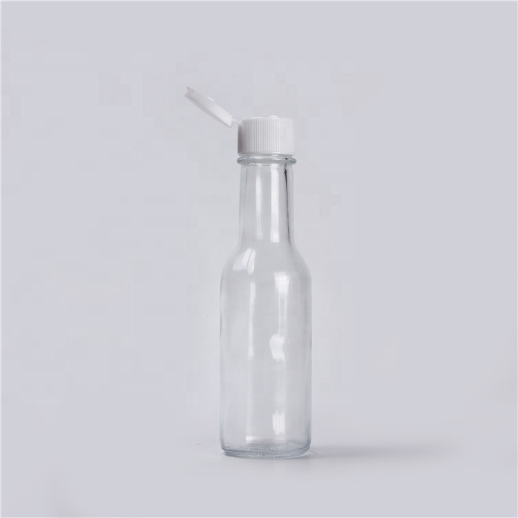 Kitchen Use 150ml Mini Transparent Glass Vinegar Dispenser Bottle 5 oz Soy Sauce Bottles With Flip Top Caps