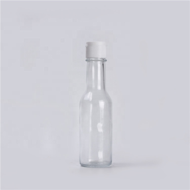Kitchen Use 150ml Mini Transparent Glass Vinegar Dispenser Bottle 5 oz Soy Sauce Bottles With Flip Top Caps