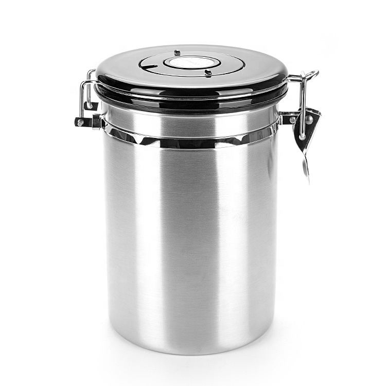 Kitchen Vacuum Seal Coffee Been Storage Jar Stainless Steel Airtight Tea Sugar Coffee Canister