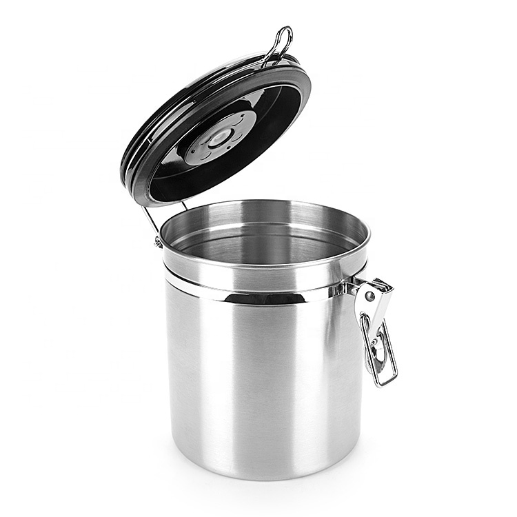 Kitchen Vacuum Seal Coffee Been Storage Jar Stainless Steel Airtight Tea Sugar Coffee Canister
