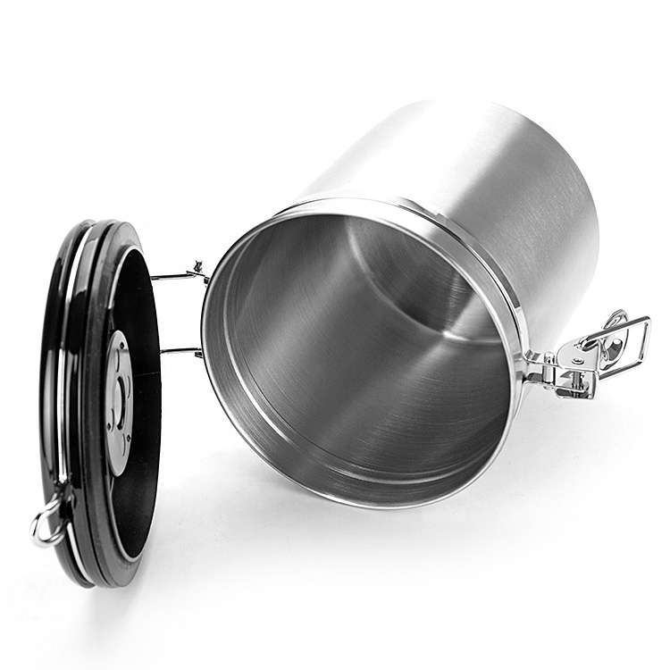 Kitchen Vacuum Seal Coffee Been Storage Jar Stainless Steel Airtight Tea Sugar Coffee Canister