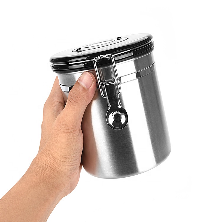 Kitchen Vacuum Seal Coffee Been Storage Jar Stainless Steel Airtight Tea Sugar Coffee Canister