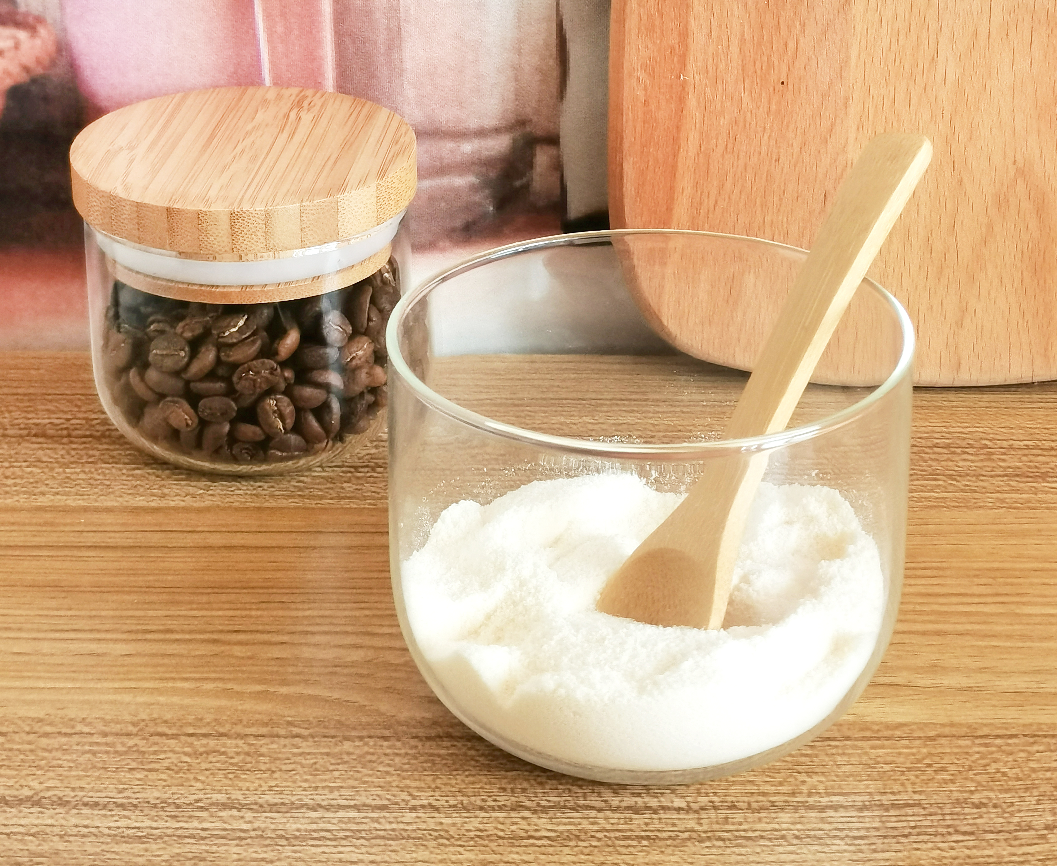 Kitchen condiment container customizable small glass jar with thickened bamboo lid