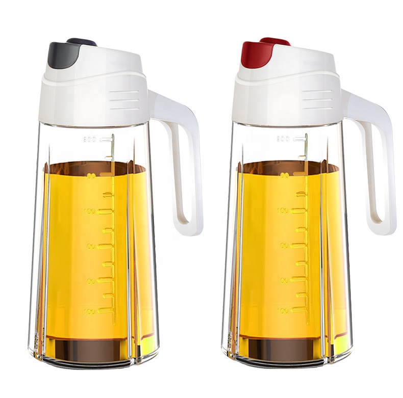 Kitchen cooking vinegar pot set glass olive oil bottle with handle