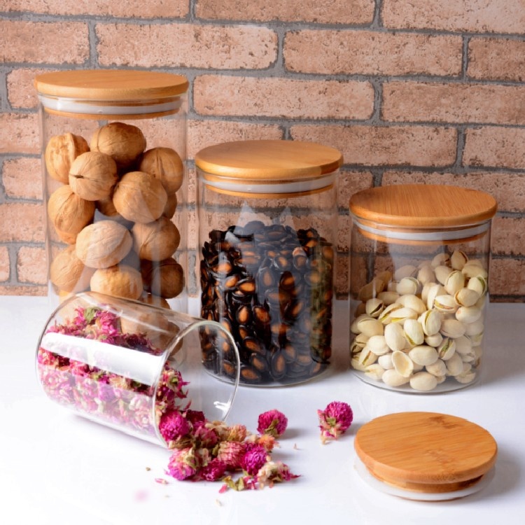 Kitchen decorative food storage container glass jam jar borosilicate glass candle jars