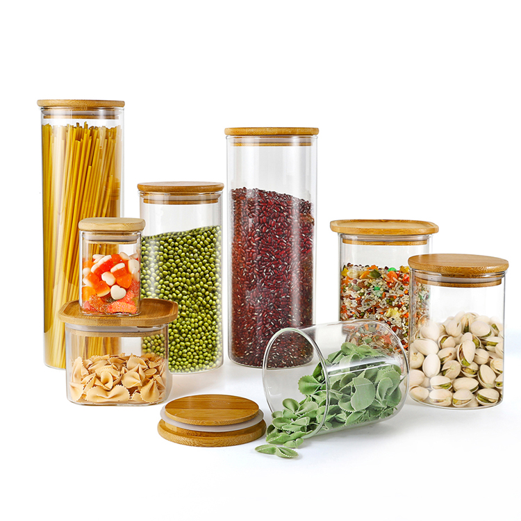 Kitchen food storage container glass jam jar borosilicate glass candle jars glass bean jars