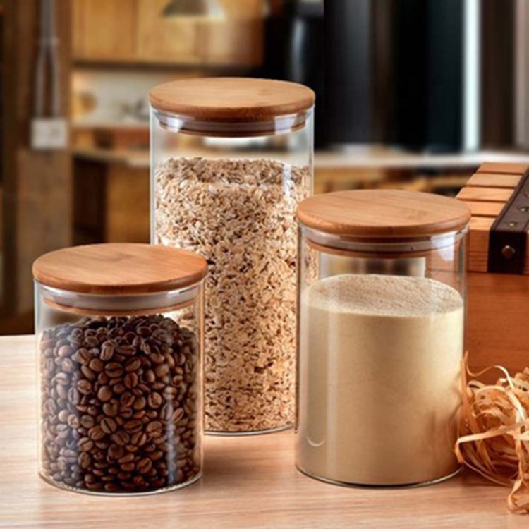 Kitchen food storage container glass jam jar borosilicate glass candle jars glass bean jars