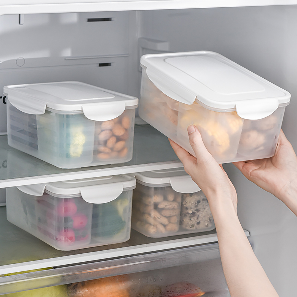 Kitchen grain storage box four-compartment plastic refrigerator sealed container dry goods storage box