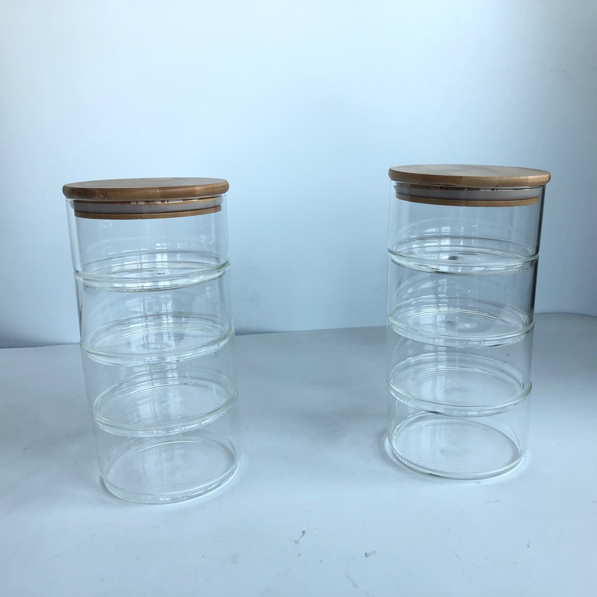 Kitchen hermetic assortment Stack storage glass container with bamboo lid