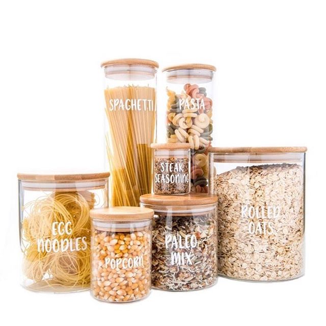 Kitchen hermetic assortment Stack storage glass container with bamboo lid