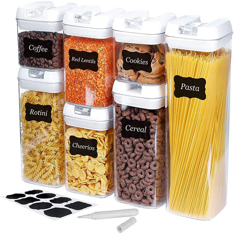 Kitchen pantry food organization label Grocery Plastic transparent Locakable Storage Canisters With Lids