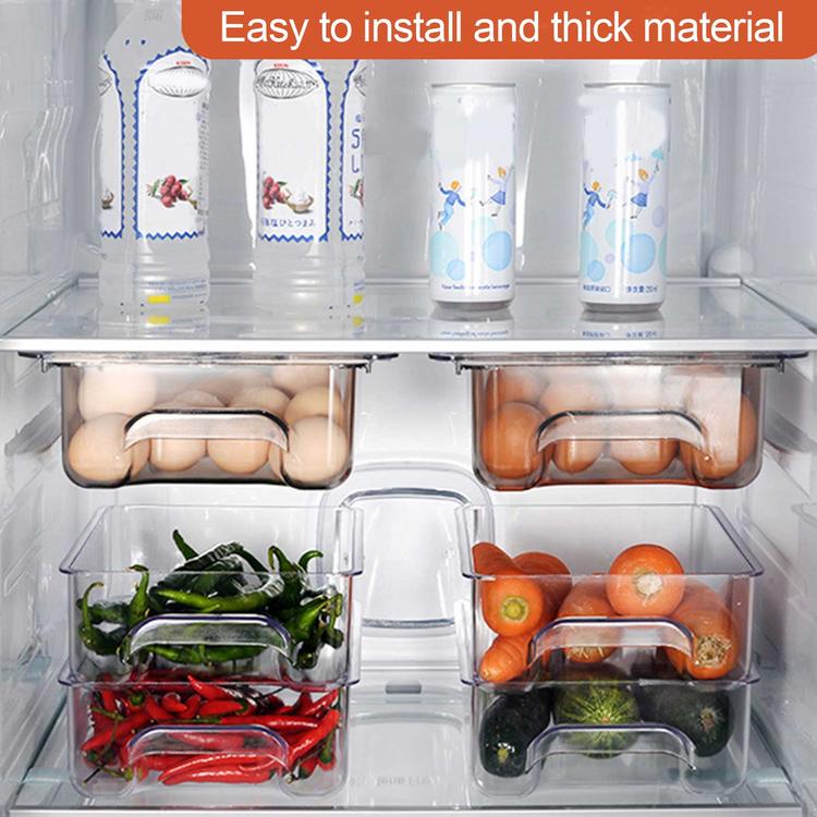 Kitchen rectangular hanging egg storage box suction cup refrigerator drawer storage box vegetable and fruit food storage box