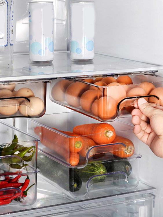 Kitchen rectangular hanging egg storage box suction cup refrigerator drawer storage box vegetable and fruit food storage box