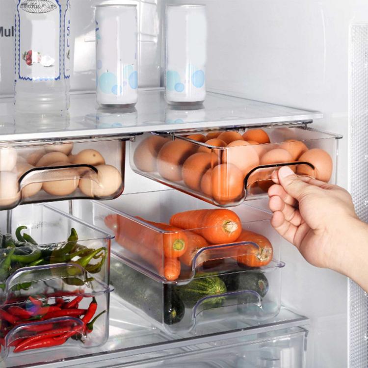 Kitchen rectangular hanging egg storage box suction cup refrigerator drawer storage box vegetable and fruit food storage box