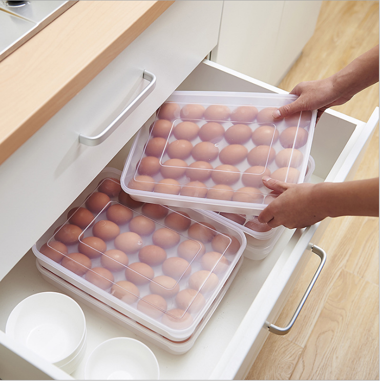 Kitchen refrigerator egg box fresh-keeping box egg holder plastic grid food storage box