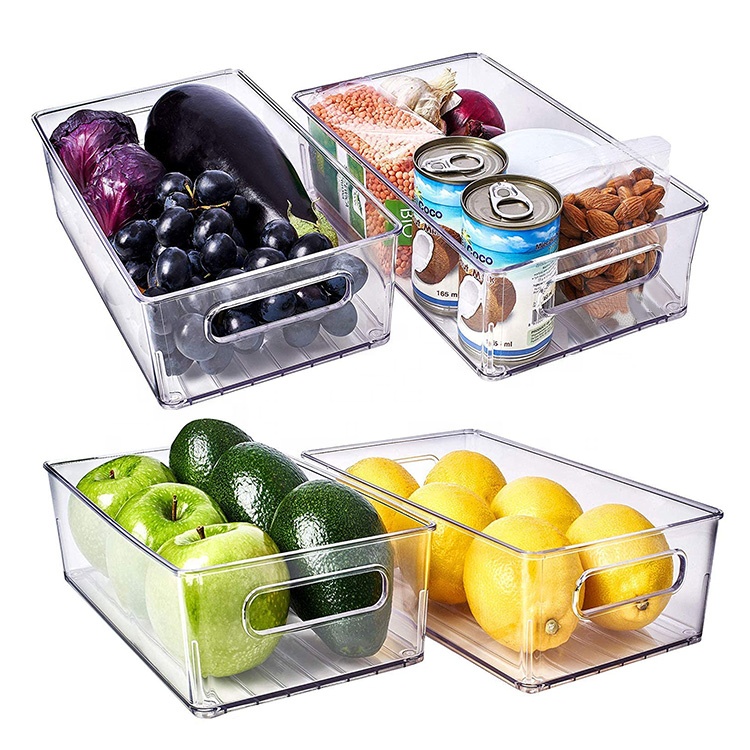 Kitchen stackable leakproof BPA free fridge storage containers plastic refrigerator organizer bins