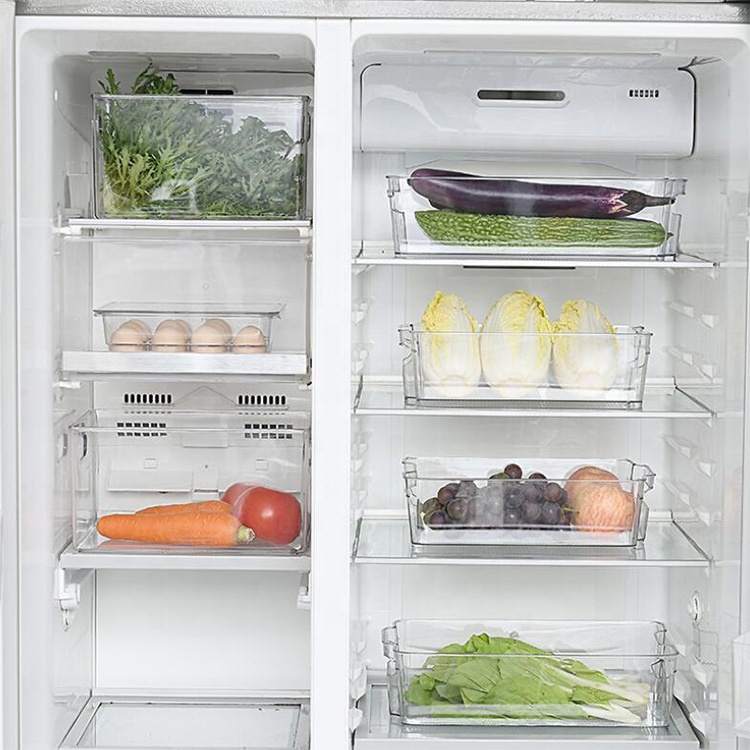 Kitchen stackable leakproof BPA free fridge storage containers plastic refrigerator organizer bins
