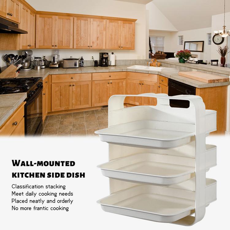 Kitchen storage artifact-free perforated condiment rack household side dishes hot pot dish six-layer dish