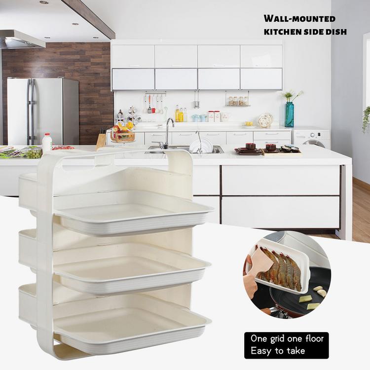 Kitchen storage artifact-free perforated condiment rack household side dishes hot pot dish six-layer dish