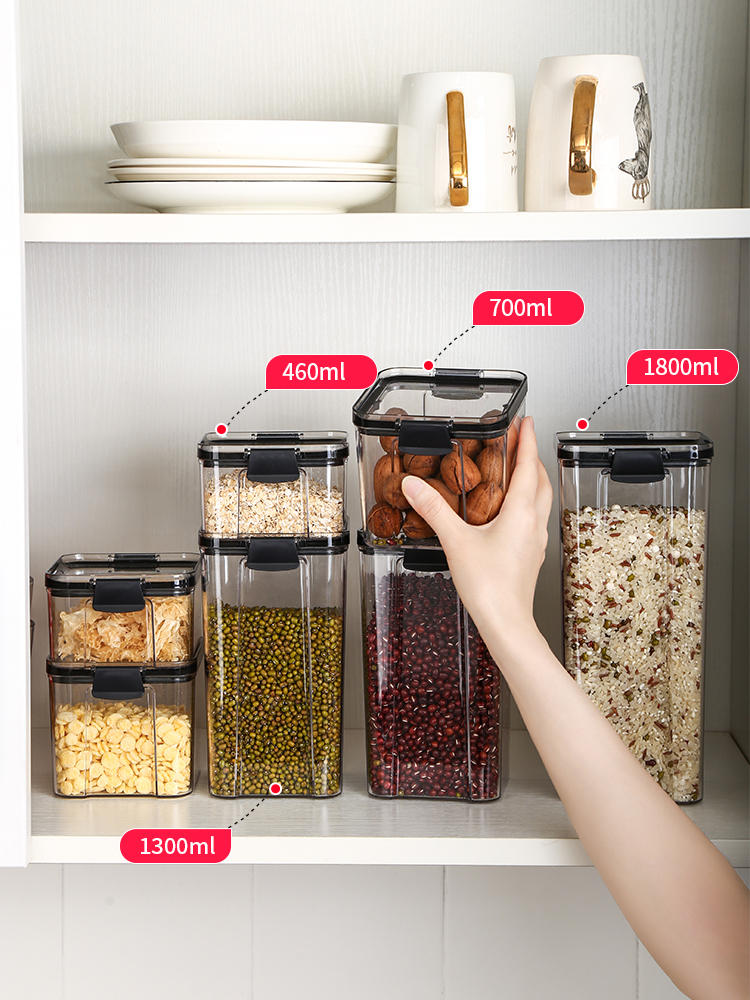 Kitchen storage jar Snack Nut plastic storage bottle jar Transparent Cereals sealed jar
