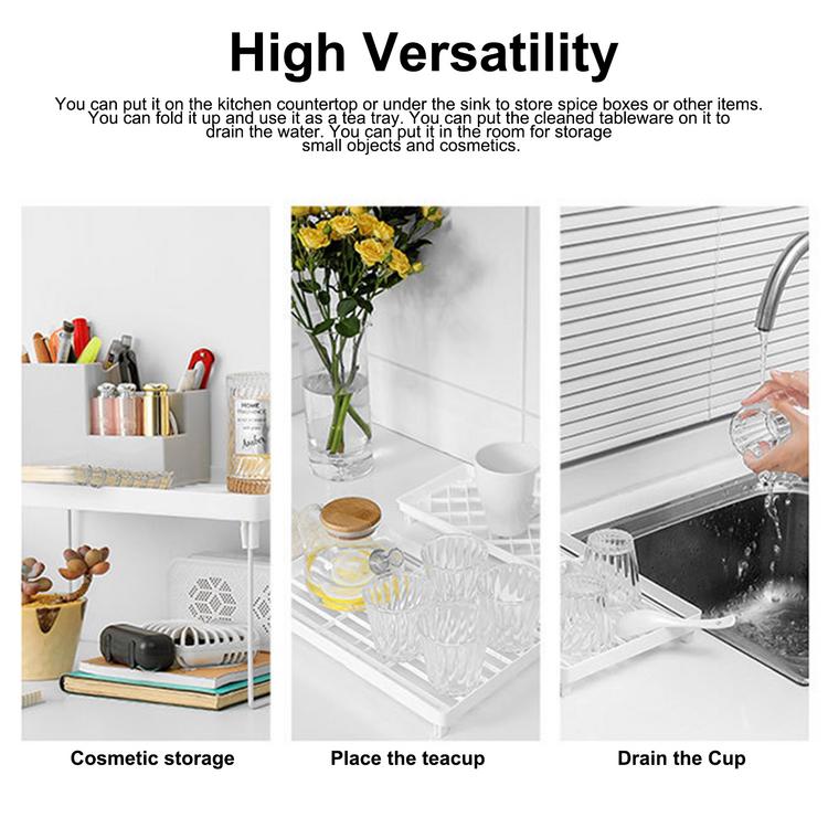 Kitchen table top multi-purpose folding storage rack kitchen countertop folding storage rack multi-function shelf