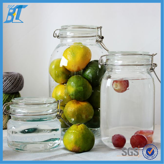 Kitchen use lock and lock glass food container airtight lock lid glass jar for salad lemon