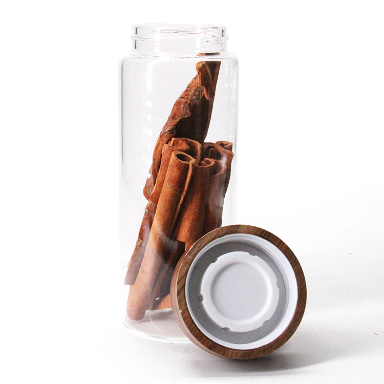 Kitchenware Food Storage Jar with Wooden Lid High Borosilicate Round Glass Storage Jar