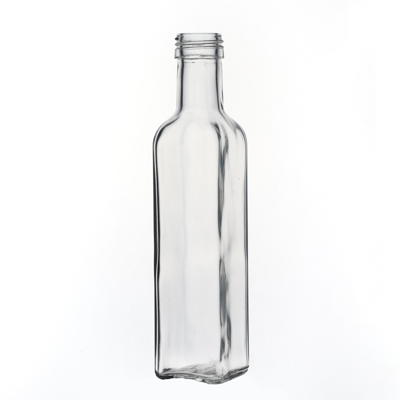 Kitchenware High Quality Manufacturers Clear Square Glass Olive Oil Bottle Customize 250ml 260ml Square Glass Oil Bottle