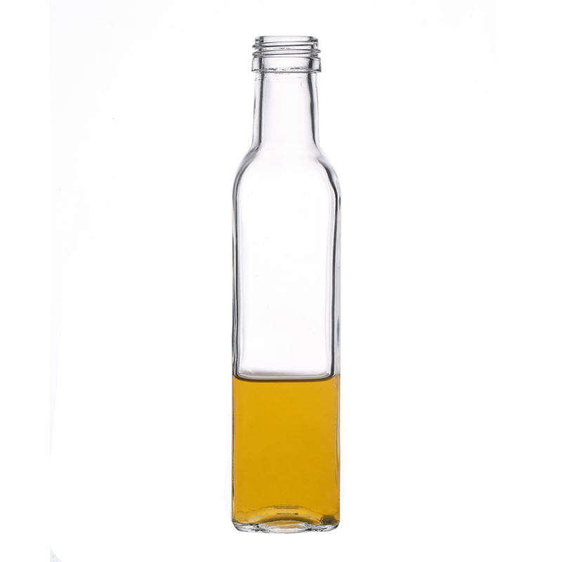Kitchenware High Quality Manufacturers Clear Square Glass Olive Oil Bottle Customize 250ml 260ml Square Glass Oil Bottle